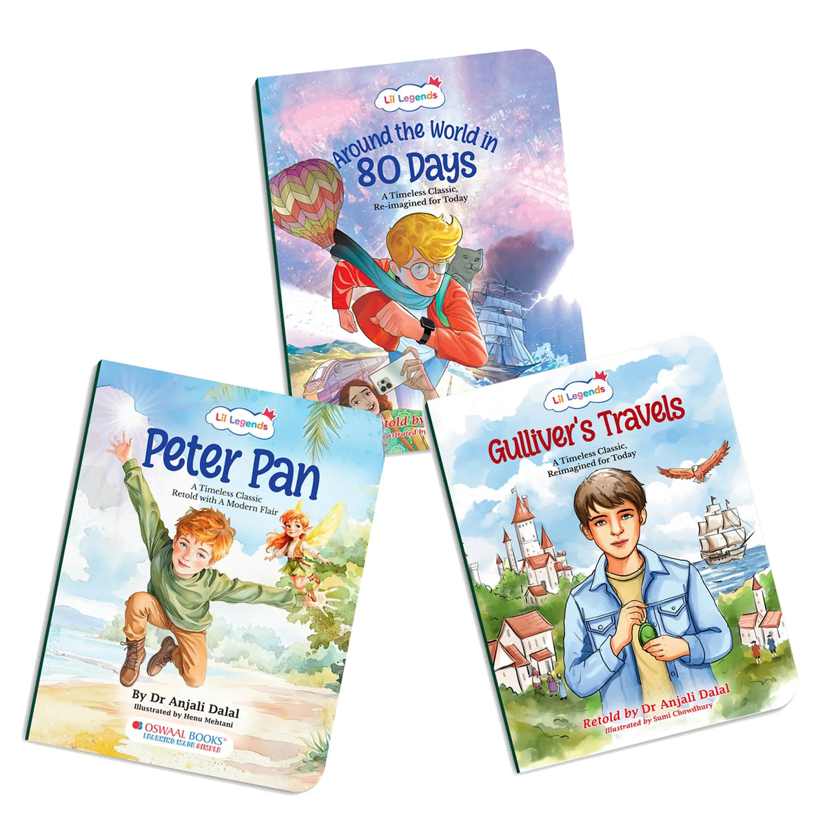 Lil Legends Timeless Classics Re-Imagined for Today | Set of 3 Books | Peter Pan, Gulliver's Travels and More | Vocabulary, Imagination and Value Booster Stories | For Age 7+ 