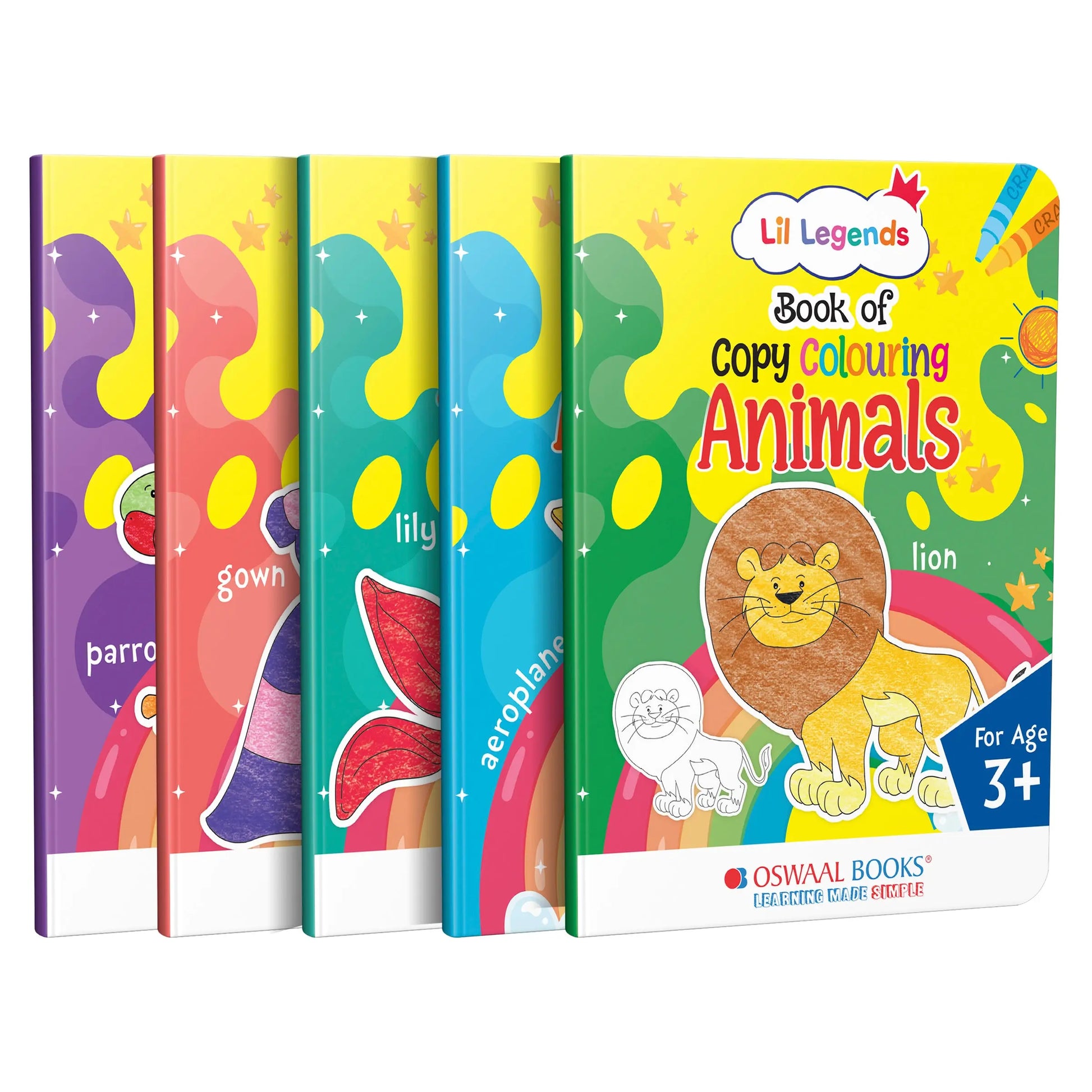 Lil Legends Set Of 10 Copy Colouring Books for Kids | Boxset of 10 Books | Alphabet, Numbers, Shapes and More |  Fun Activities and Vocabulary Booster | For Nursery/LKG/UKGF | Age 3+ 