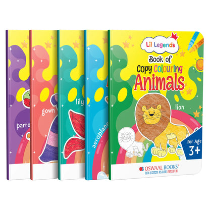 Lil Legends Set Of 10 Copy Colouring Books for Kids | Boxset of 10 Books | Alphabet, Numbers, Shapes and More |  Fun Activities and Vocabulary Booster | For Nursery/LKG/UKGF | Age 3+ 