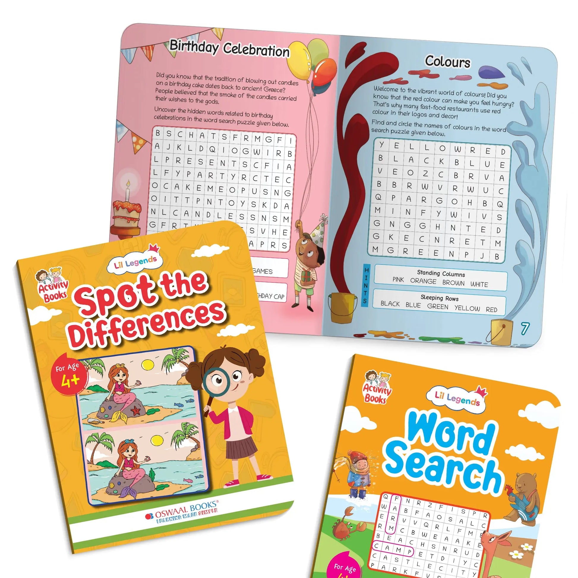Lil Legends Interactive Learning Activity Book Combo Set of 2 for Kids Age 4+ Years - Spot the Difference & Word Search Puzzles | Brain Games to Boost Vocabulary, Observation & Critical Thinking 
