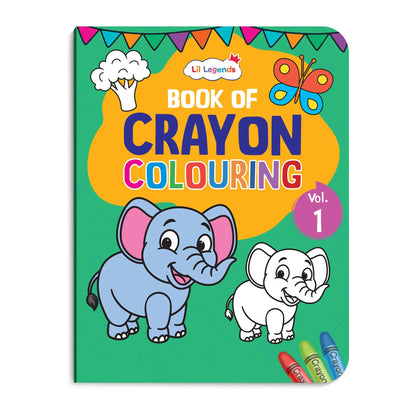 Lil Legends Crayon Colouring Book Vol 1 for Kids | Bold Outlines and Simple Designs | Animals, Birds and More | Fun Colouring Activity Book | For Nursery/LKG | Age 2+ 