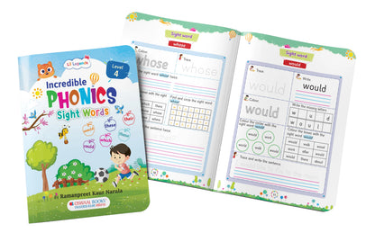 Lil Legends Incredible Phonics Sight Words Book Level 4 for Kids | Complex High Frequency Words and Sentence Reading | Fun Activity Book | For Class 1 and 2  | Age 6-8 
