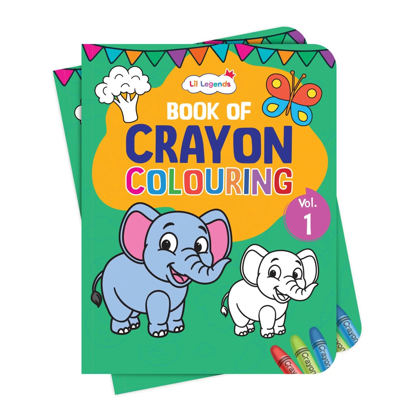 Lil Legends Crayon Colouring Book Vol 1 for Kids | Bold Outlines and Simple Designs | Animals, Birds and More | Fun Colouring Activity Book | For Nursery/LKG | Age 2+ 