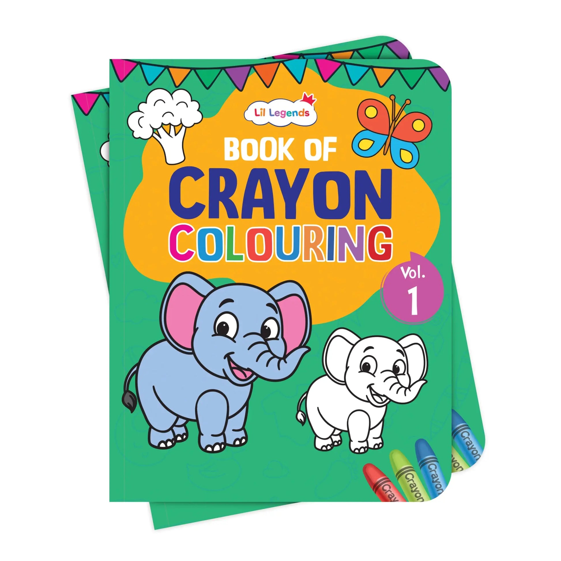 Lil Legends Crayon Colouring Book Vol 1 for Kids | Bold Outlines and Simple Designs | Animals, Birds and More | Fun Colouring Activity Book | For Nursery/LKG | Age 2+ 