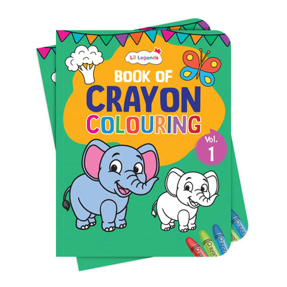 Lil Legends Crayon Colouring Book Vol 1 for Kids | Bold Outlines and Simple Designs | Animals, Birds and More | Fun Colouring Activity Book | For Nursery/LKG | Age 2+ 