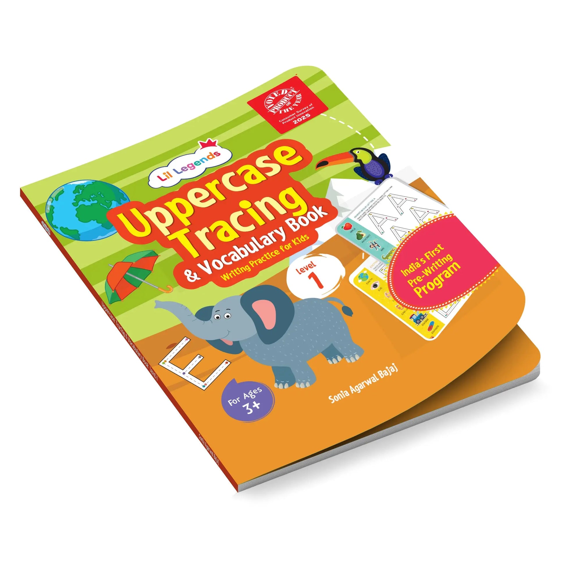 Lil Legends Writing Books Uppercase Tracing and Vocabulary Book  Level 1 for Kids | India's First Pre-writing Program | Workbook with Smart Dot Guidance | For Nursery/LKG/UKG |  Age 3+ 