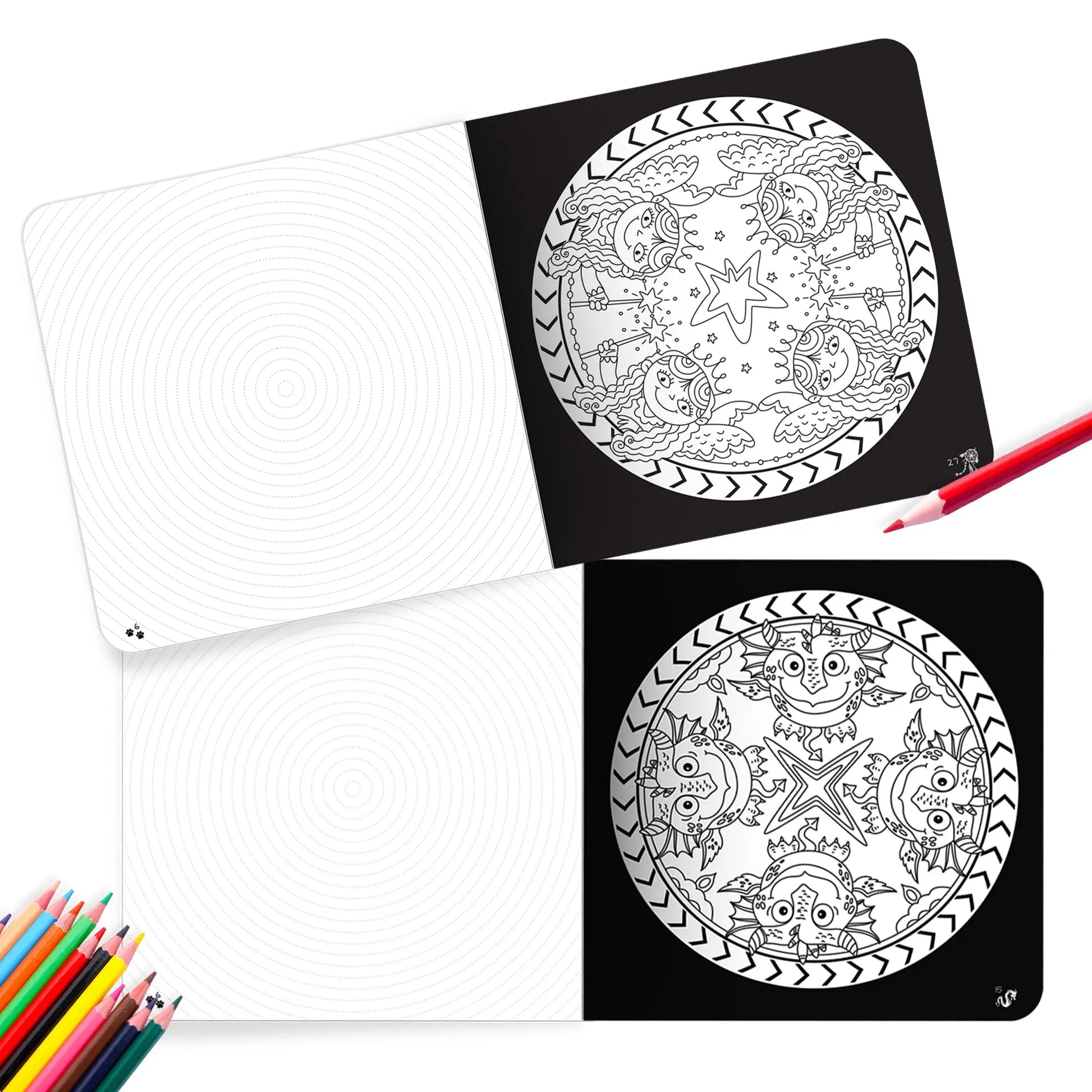 Lil Legends Let's Colour Set of 2 Colouring Books | Dreams and Dragons | Travel-Friendly Hardboard Support | Boosts Focus and Creativity | For UKG/Primary | Age 4+ 