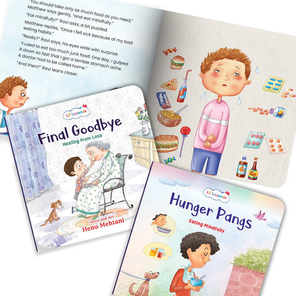 Lil Legends Mindful Moments Series - Pepper's First Peck, Lost Wallet, Hunger Pangs and Final Goodbye | Set of 4 Books for Kids | Illustrated Stories to Build Courage and Resilience | Age 5+ 