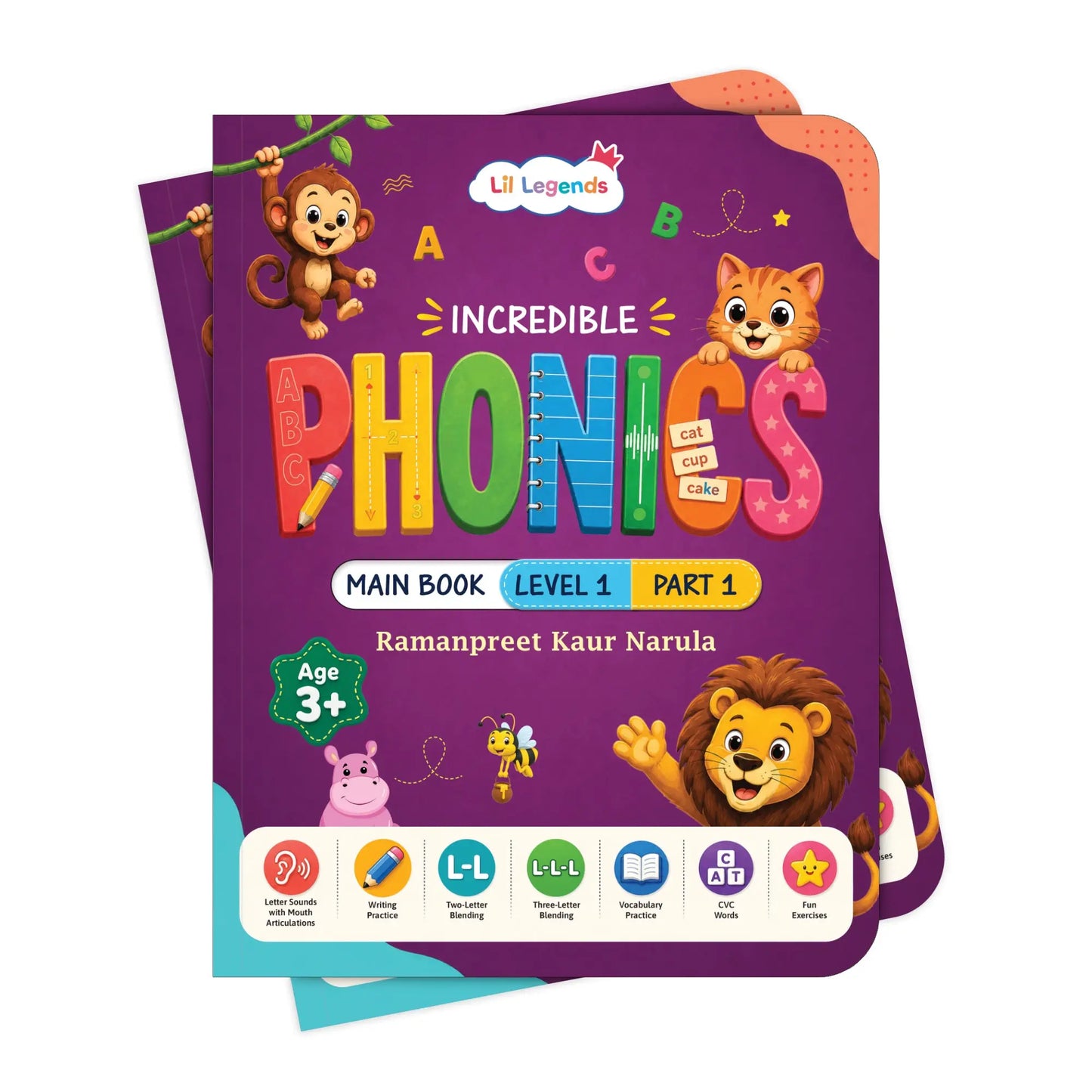 Lil Legends Incredible Phonics Level 1 Part 1 Main Book for Kids | Letter Sounds, Tracing, Writing and Fun Activities | Beginner Phonics Workbook | For Nursery/LKG |  Age 3-5 