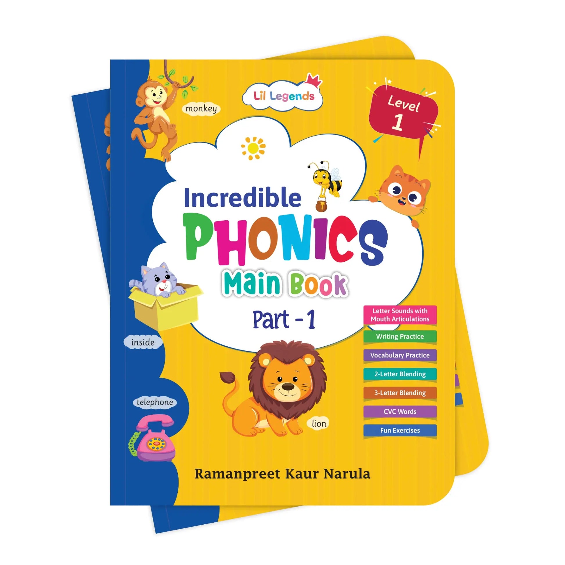 Lil Legends Incredible Phonics Level 1 Main Book Part 1, Part 2 and Sight Words Book | Set of 3 for Age 3-5 Years | Letter Sounds, High Frequency Words and Fun Activities | For Nursery/LKG/UKG 