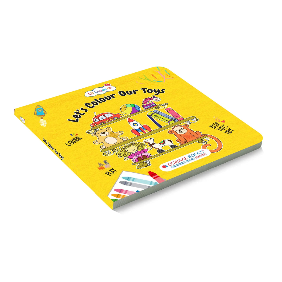 Lil Legends Let's Colour Set of 3 Colouring Books | Toys, Dreams and Nature | Travel-Friendly Hardboard Support | Boosts Focus and Creativity | For UKG/Primary | Age 4+ 