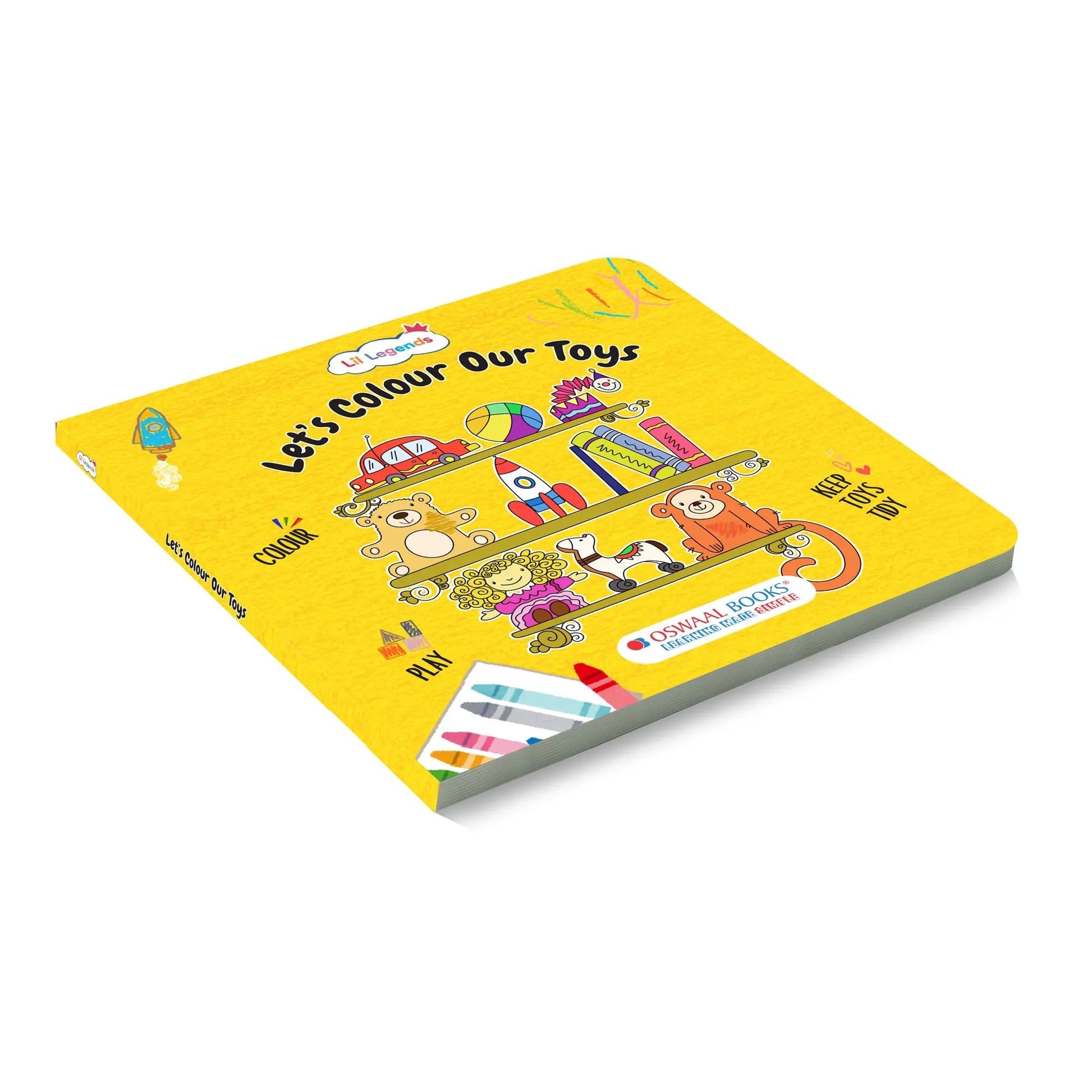 Lil Legends Let's Colour Set of 3 Colouring Books | Toys, Dreams and Nature | Travel-Friendly Hardboard Support | Boosts Focus and Creativity | For UKG/Primary | Age 4+ 
