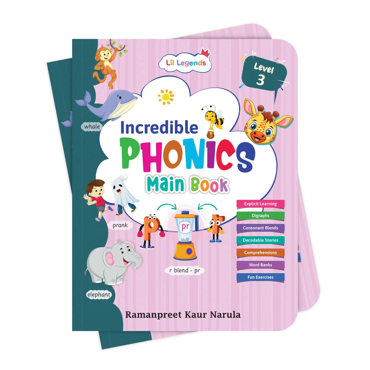 Lil Legends Incredible Phonics Level 3 Main Book and Sight Words Book | Set of 2 Books for Age 5-7 Years | Digraphs, Consonant Blends, High Frequency Words and Activities | For Class 1 and 2 