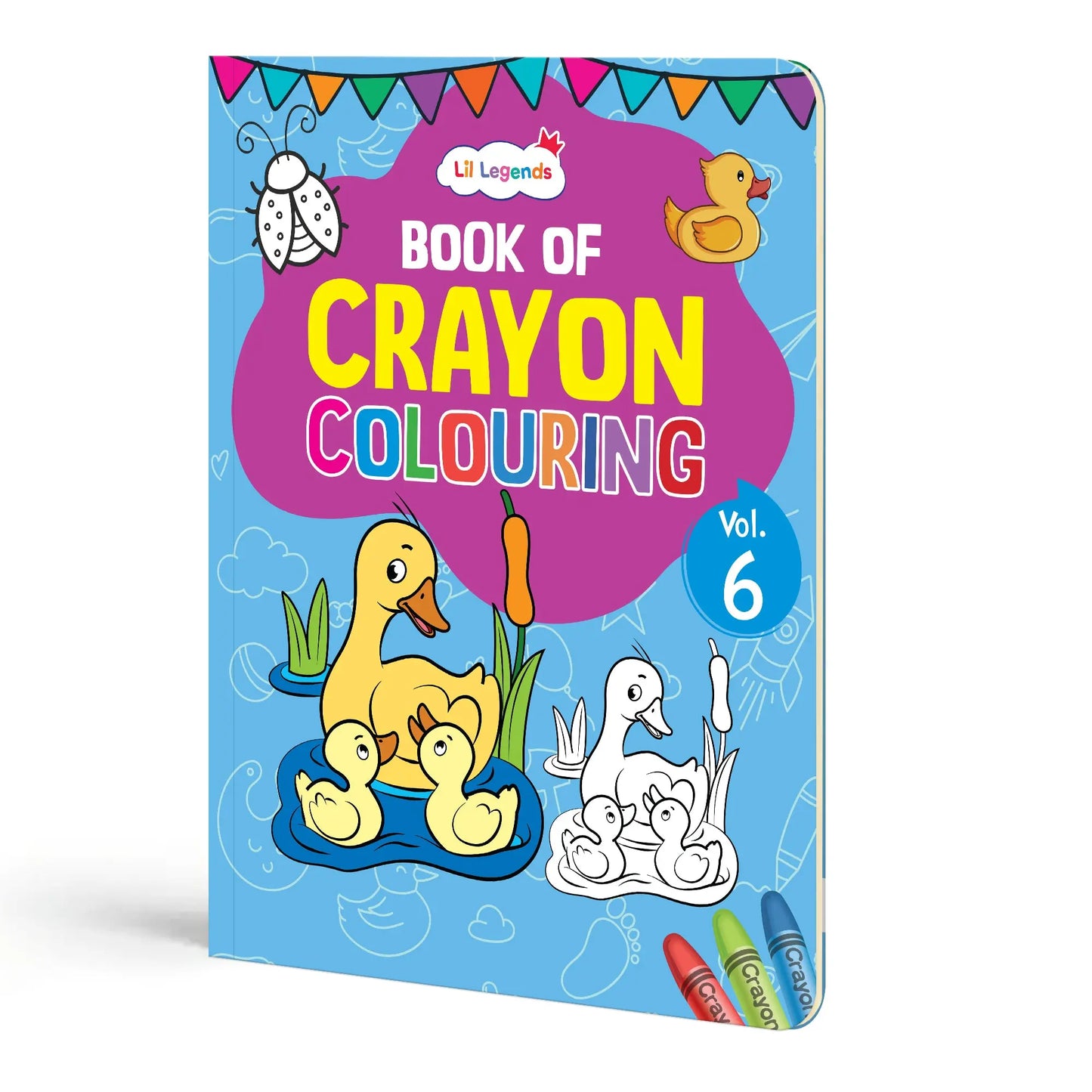 Lil Legends Book Of Crayon Colouring for Kids | Builds Focus, Creativity and Colour Recognition | Colouring Activity Book with Detailed Designs | For UKG/Class 1 | Age 5+ 
