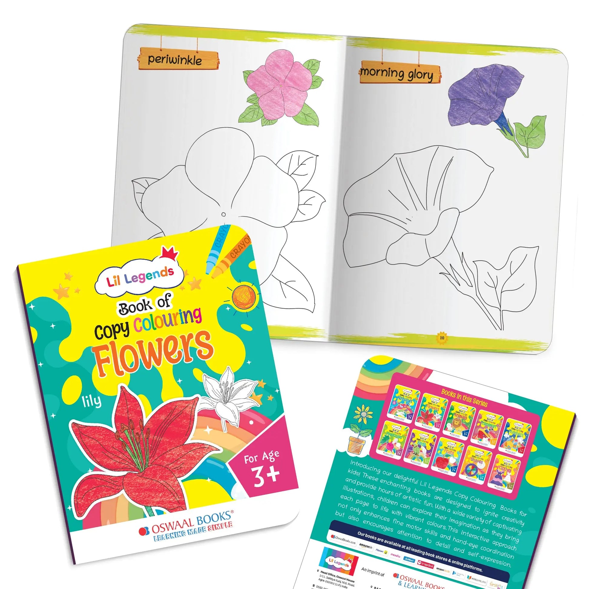 Lil Legends Books of Copy Colouring Set of 5 Books for  Kids | Animals, Alphabets, Vegetables, Flowers and Fruits | Fun Activities and Vocabulary Booster for Kids | For LKG/UKG |  Age 3+ 