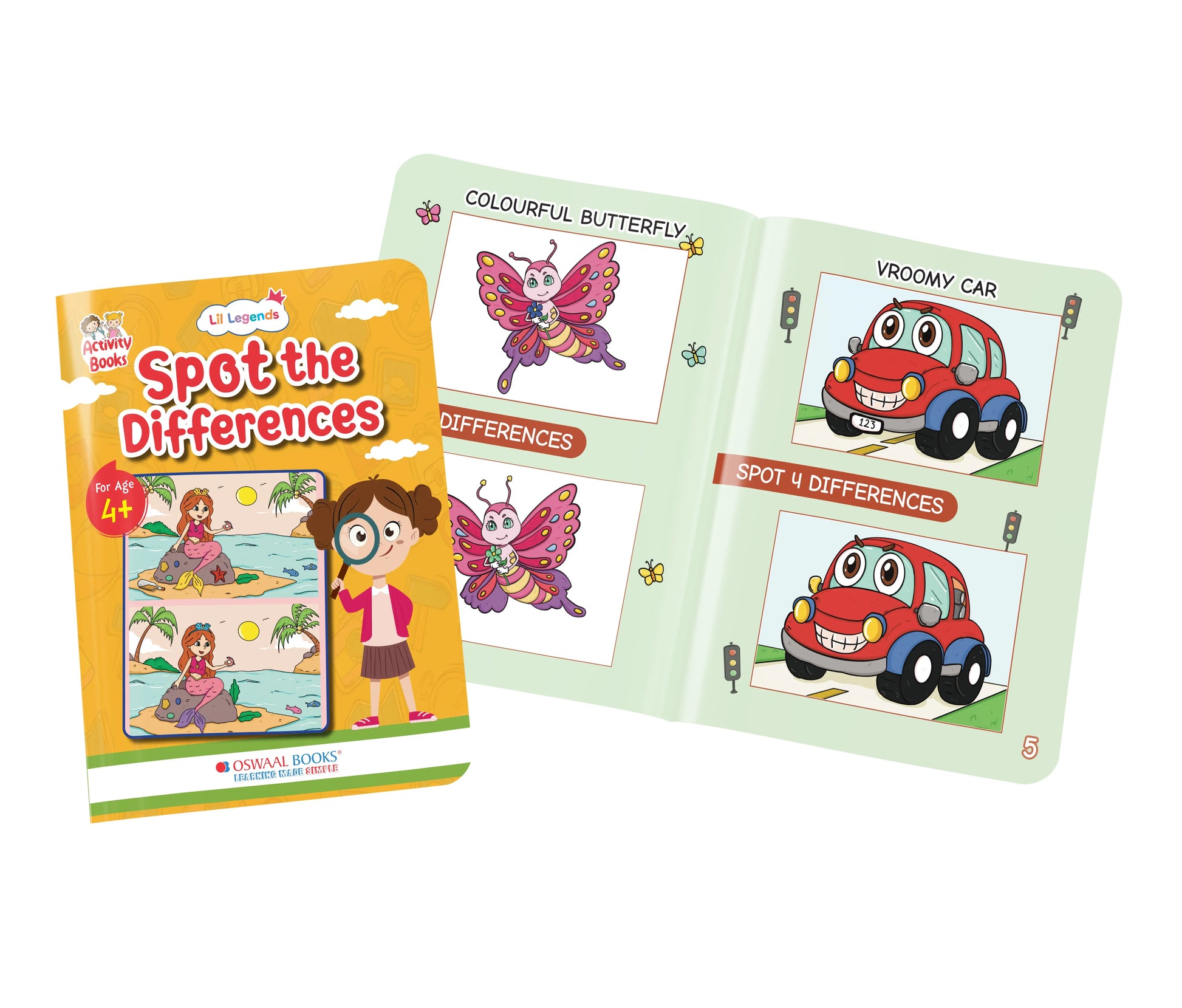 Lil Legends Interactive Learning Activity Book Combo Set of 2 for Kids Age 4+ Years - Spot the Difference & Word Search Puzzles | Brain Games to Boost Vocabulary, Observation & Critical Thinking 