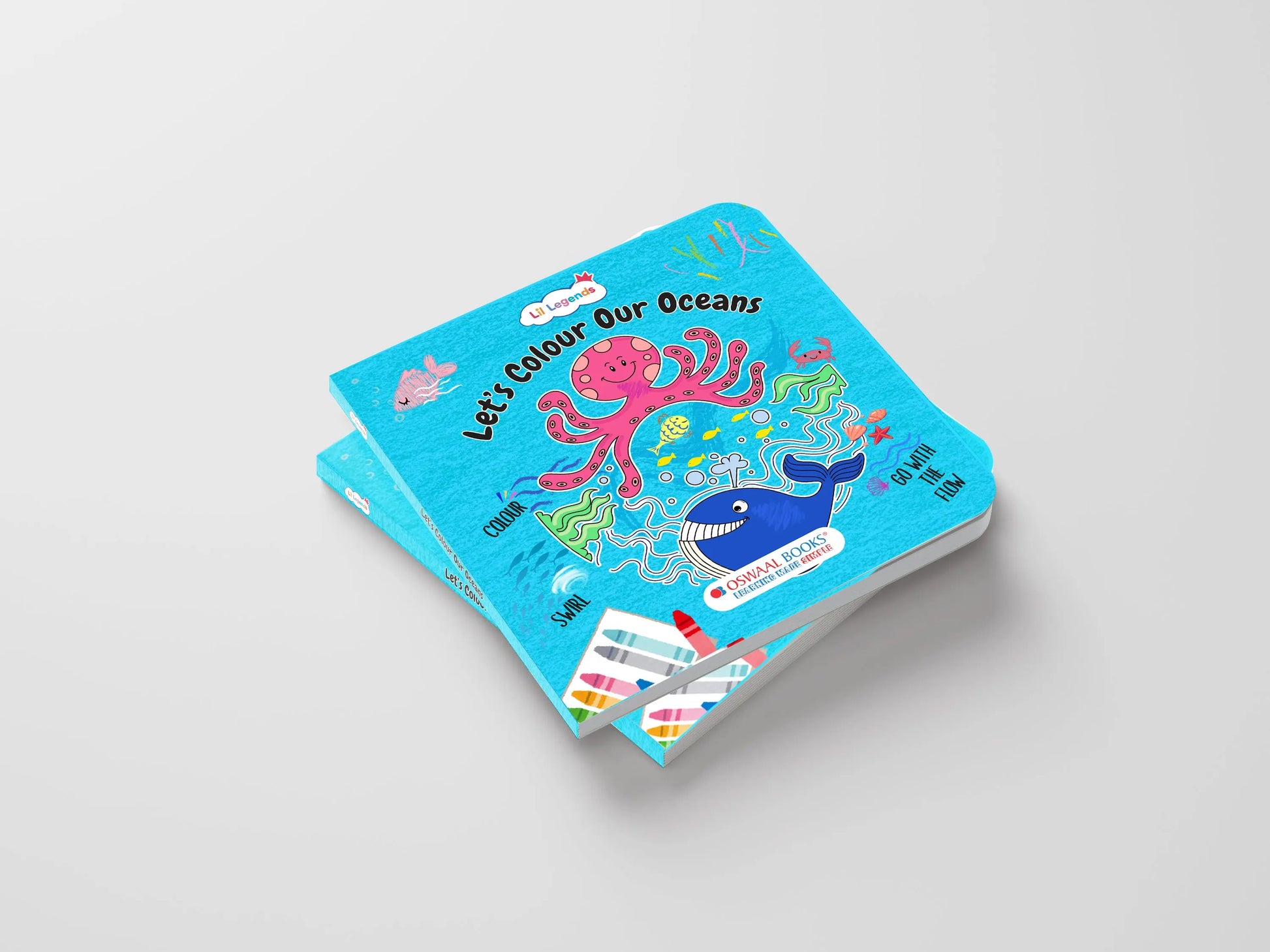 Lil Legends Let's Colour Set of 2 Colouring Books | Oceans and Dragons | Travel-Friendly Hardboard Support | Boosts Focus and Creativity | For UKG/Primary | Age 4+ 