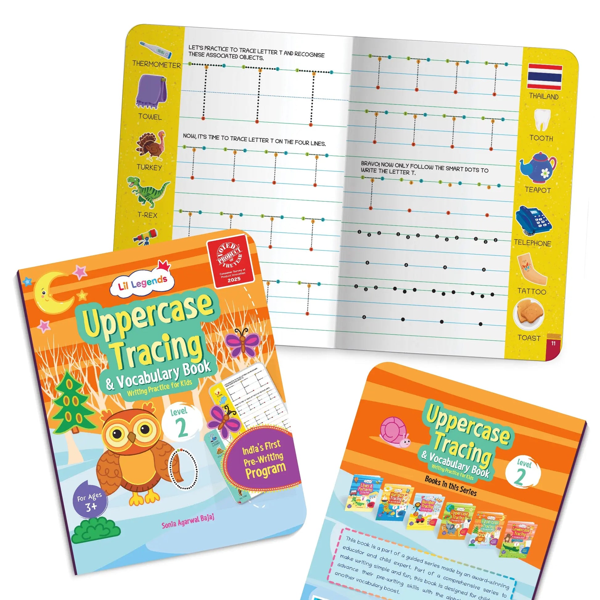 Lil Legends Writing Books Uppercase Tracing and Vocabulary Book  Level 2 for Kids | India's First Pre-writing Program | Workbook With Smart Dot Guidance | For Nursery/LKG/UKG | Age 3–5 