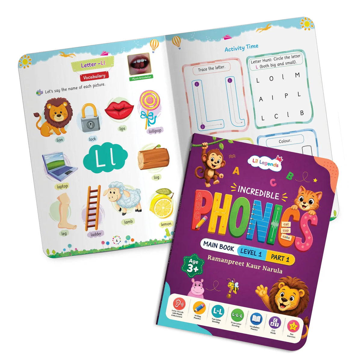 Lil Legends Incredible Phonics Level 1 Part 1 Main Book for Kids | Letter Sounds, Tracing, Writing and Fun Activities | Beginner Phonics Workbook | For Nursery/LKG |  Age 3-5 
