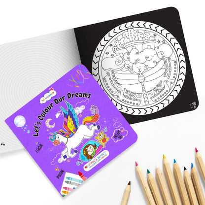 Lil Legends Let's Colour Set of 2 Colouring Books | Dreams and Oceans | Travel-Friendly Hardboard Support | Boosts Focus and Creativity | For UKG/Primary | Age 4+ 