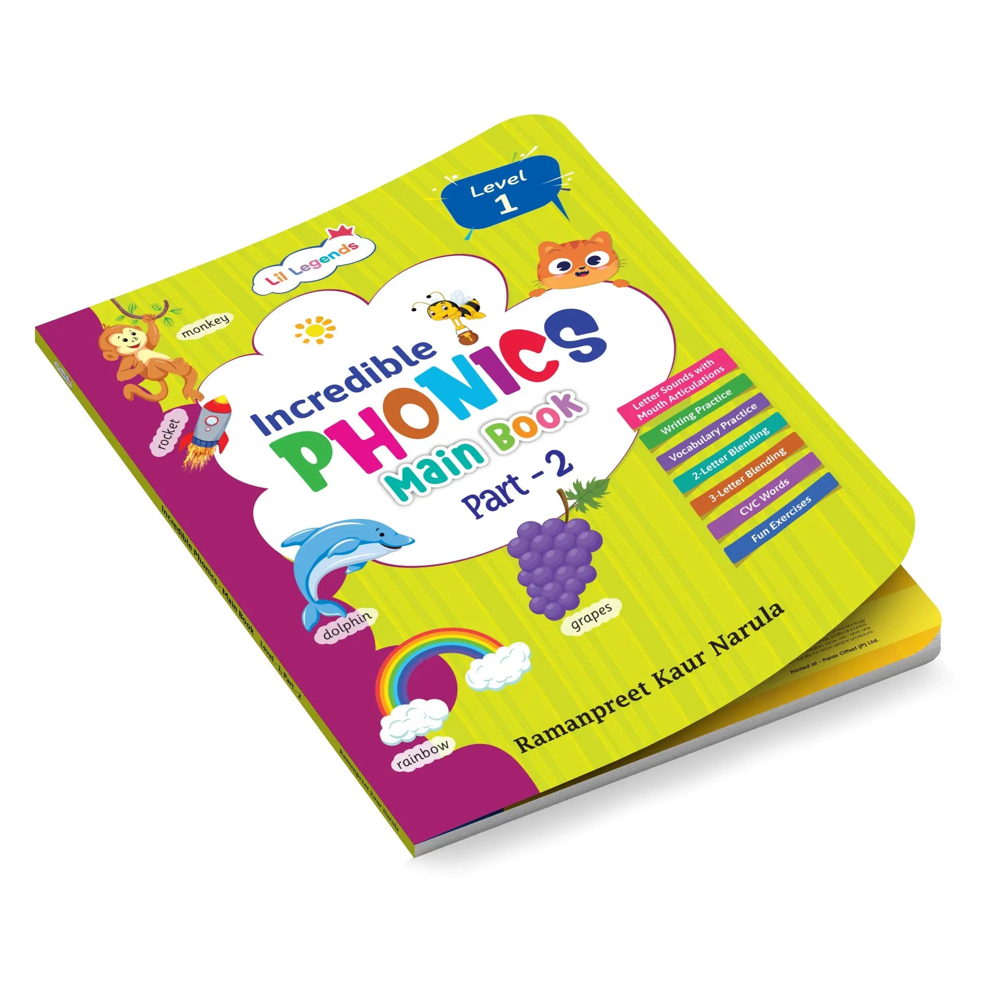 Lil Legends Incredible Phonics Level 1 Main Book Part 2 for Kids | Letter Sounds, Tracing, Writing, Word Recognition and Fun Activities | Phonics Workbook | For Nursery/LKG | Age 3-5 