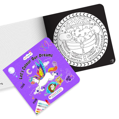 Lil Legends Let's Colour Set of 2 Colouring Books | Dreams and Nature | Travel-Friendly Hardboard Support | Boosts Focus and Creativity | For UKG/Primary | Age 4+ 