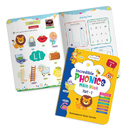 Lil Legends Incredible Phonics Level 1 Part 1 Main Book for Kids | Letter Sounds, Tracing, Writing and Fun Activities | Beginner Phonics Workbook | For Nursery/LKG |  Age 3-5 