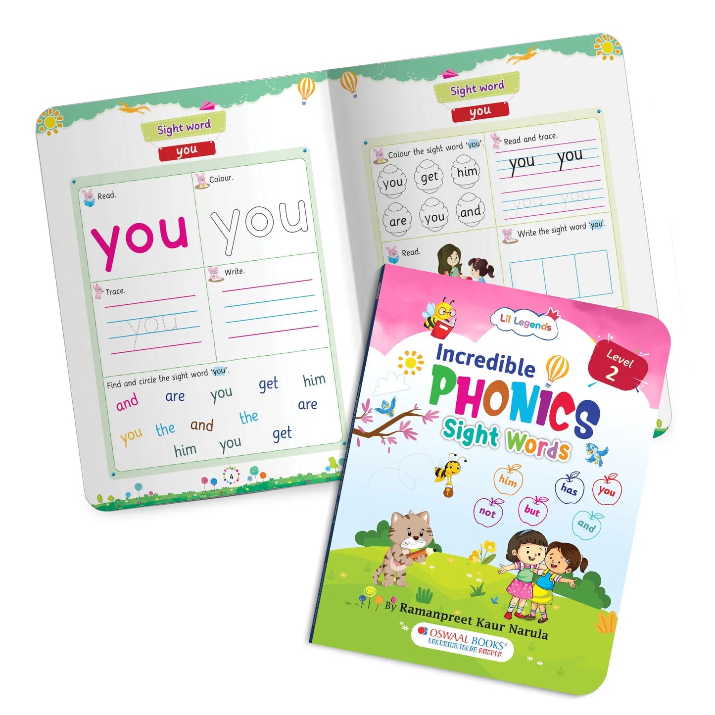 Lil Legends  Incredible Phonics  Level 2 Sight Words Book for Kids | High Frequency Words and Reading Practice | Vocabulary and Activity Book | For UKG and Class 1 | Age 4-6 