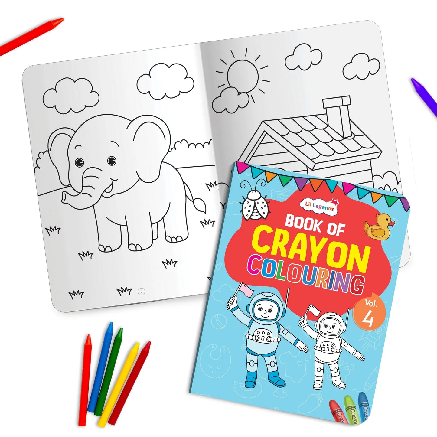 Lil Legends Book Of Crayon Colouring for  Kids | Builds Focus, Creativity and Colour Recognition | Colouring Activity Book with Detailed Designs | For UKG/Class 1 | Age 5+ 
