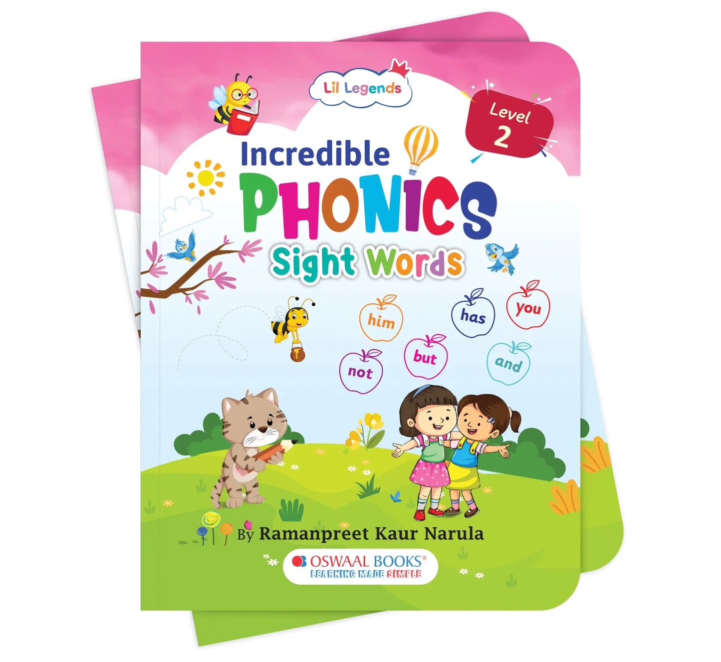 Lil Legends Incredible Phonics Level 2 Main Book and Sight Words Book | Set of 2 Books for Age 4-6 Years | CVC Words, Blending and High Frequency Words | Fun Activity Book | For UKG/Class 1 