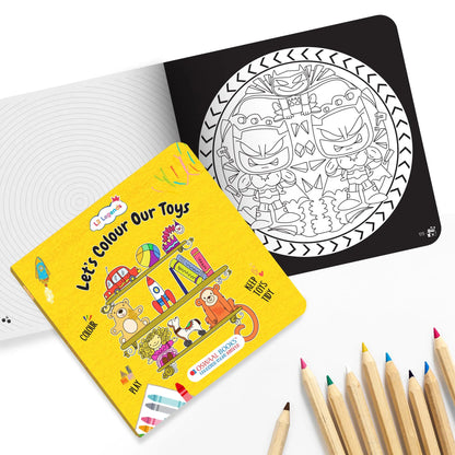 Lil Legends Let's Colour Set of 2 Colouring Books | Toys and Oceans | Travel-Friendly Hardboard Support | Boosts Focus and Creativity | For UKG/Primary | Age 4+ 