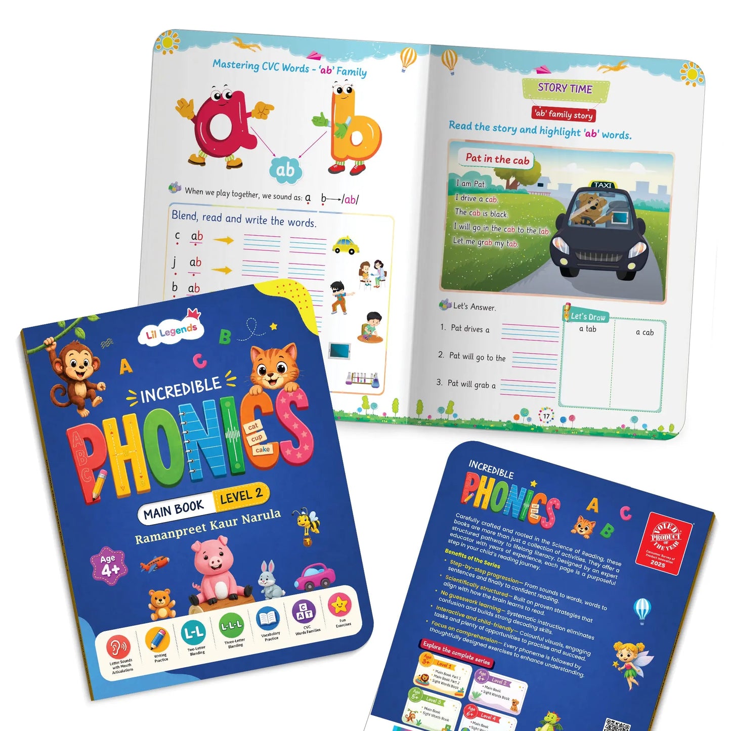 Lil Legends Incredible Phonics Level 2 Main Book for Kids | CVC Words, Short Vowels, 2 and 3 Letter Blending | Early Reading Foundation | Phonics Workbook | For UKG/ Class 1 | Age 4-6 