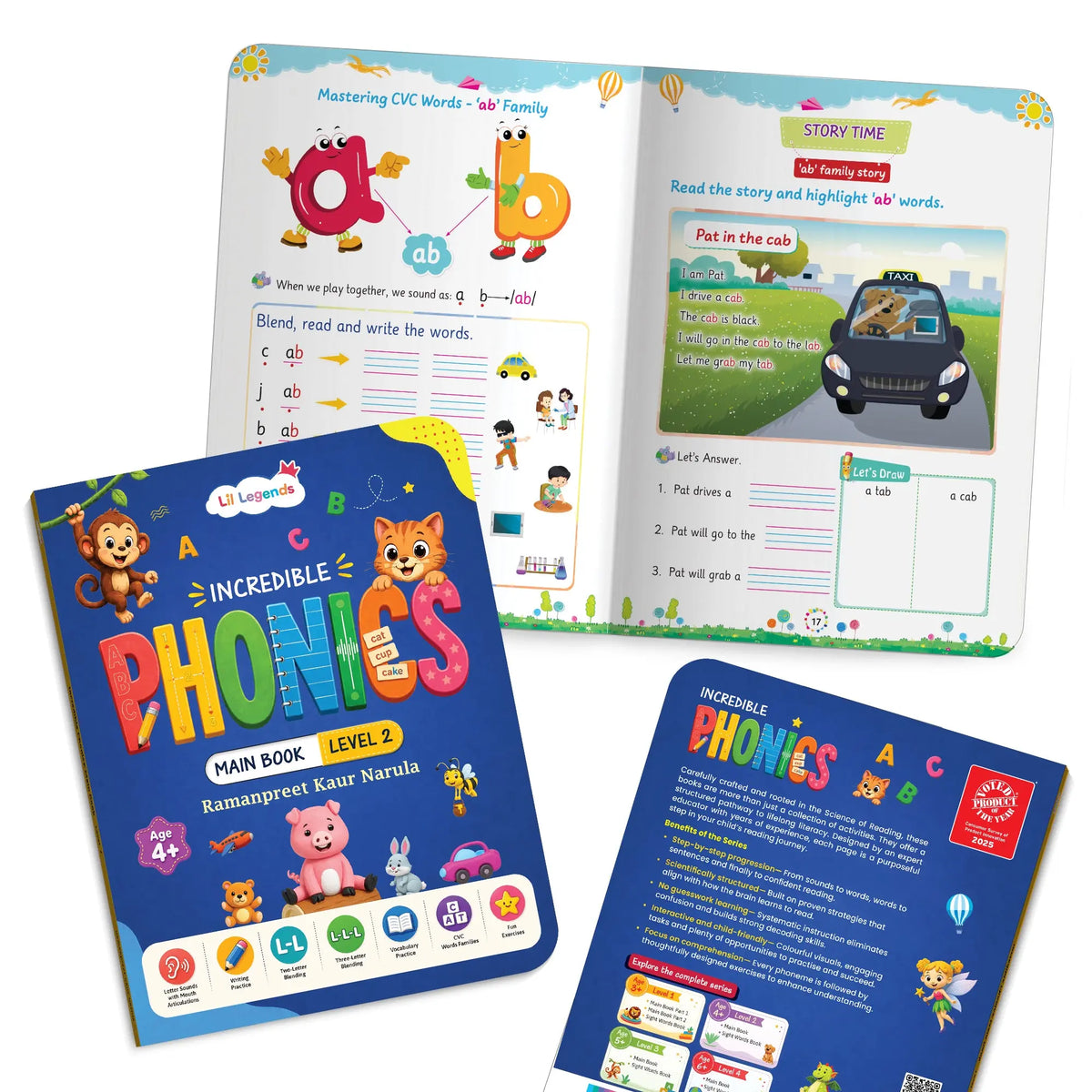 Lil Legends Incredible Phonics Level 2 Main Book for Kids | CVC Words, Short Vowels, 2 and 3 Letter Blending | Early Reading Foundation | Phonics Workbook | For UKG/ Class 1 | Age 4-6 