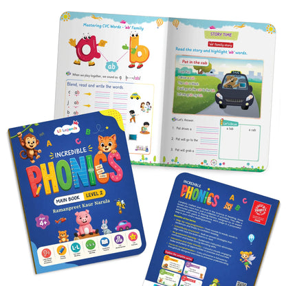 Lil Legends Incredible Phonics Level 2 Main Book for Kids | CVC Words, Short Vowels, 2 and 3 Letter Blending | Early Reading Foundation | Phonics Workbook | For UKG/ Class 1 | Age 4-6 