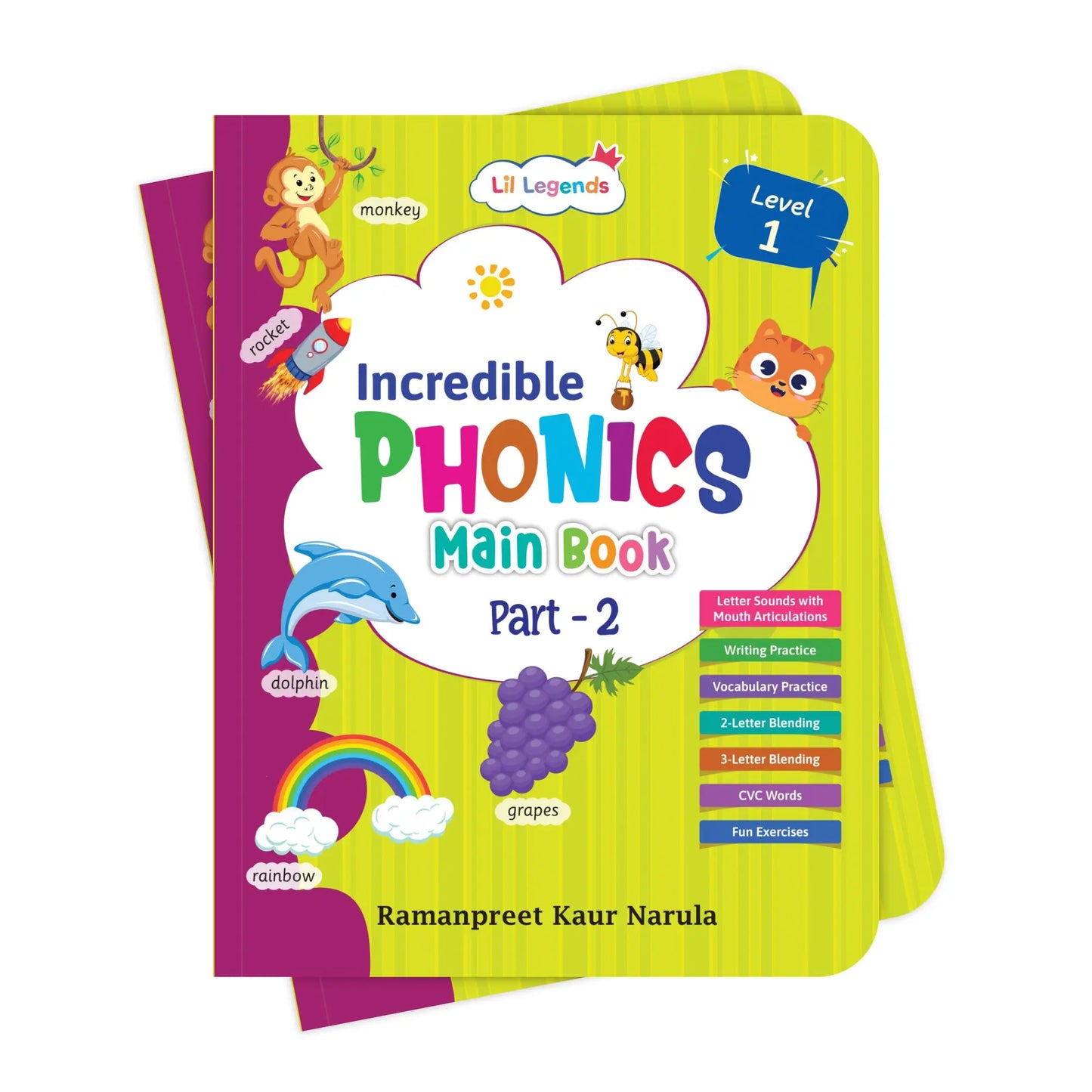 Lil Legends Incredible Phonics Level 1 Main Book Part 1, Part 2 and Sight Words Book | Set of 3 for Age 3-5 Years | Letter Sounds, High Frequency Words and Fun Activities | For Nursery/LKG/UKG 