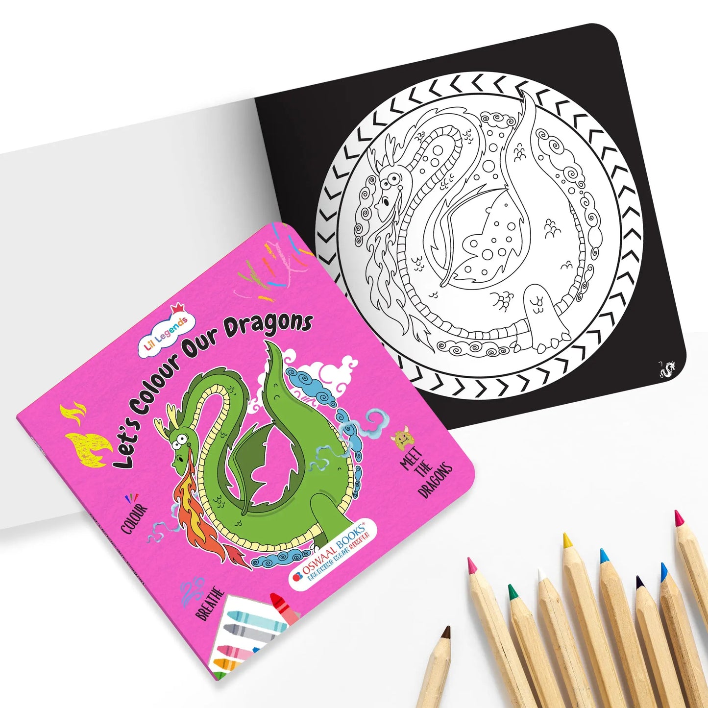 Lil Legends Let's Colour Set of 6 Colouring Books | Animals, Toys, Dreams, Dragons, Nature and Oceans | Travel-Friendly Hardboard Support | For UKG/Primary | Age 4+ 