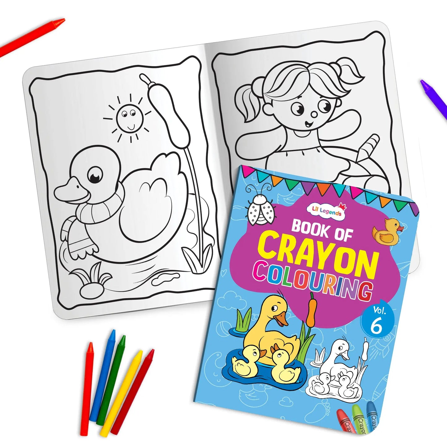 Lil Legends Book Of Crayon Colouring for Kids | Builds Focus, Creativity and Colour Recognition | Colouring Activity Book with Detailed Designs | For UKG/Class 1 | Age 5+ 