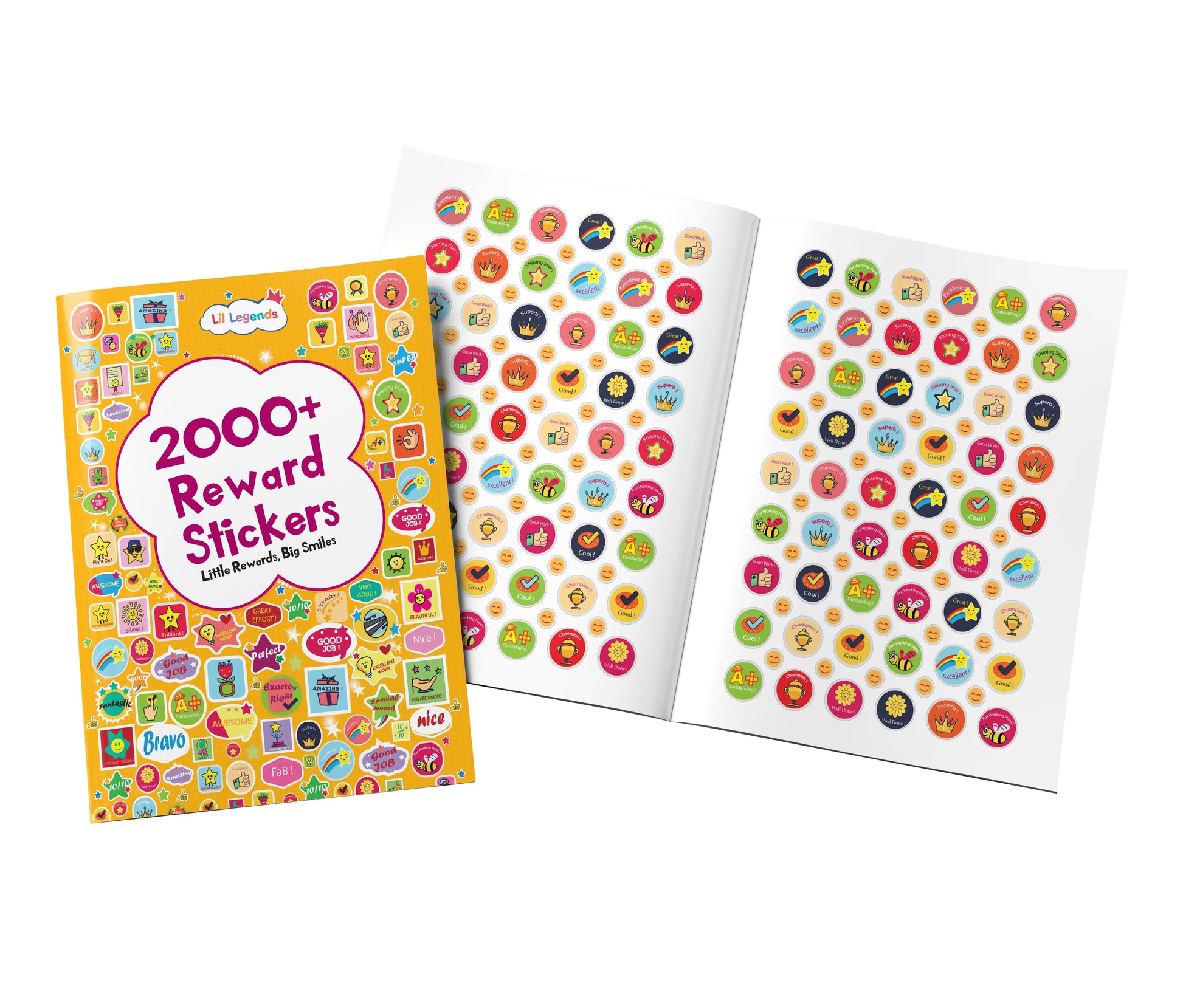 Lil Legends Reward Stickers Book, Little Rewards Big Smile 2000+ Motivational Stickers | Perfectly Curated for Teachers and Parents | Stars, Smileys and Praise Stickers | For School and Home 