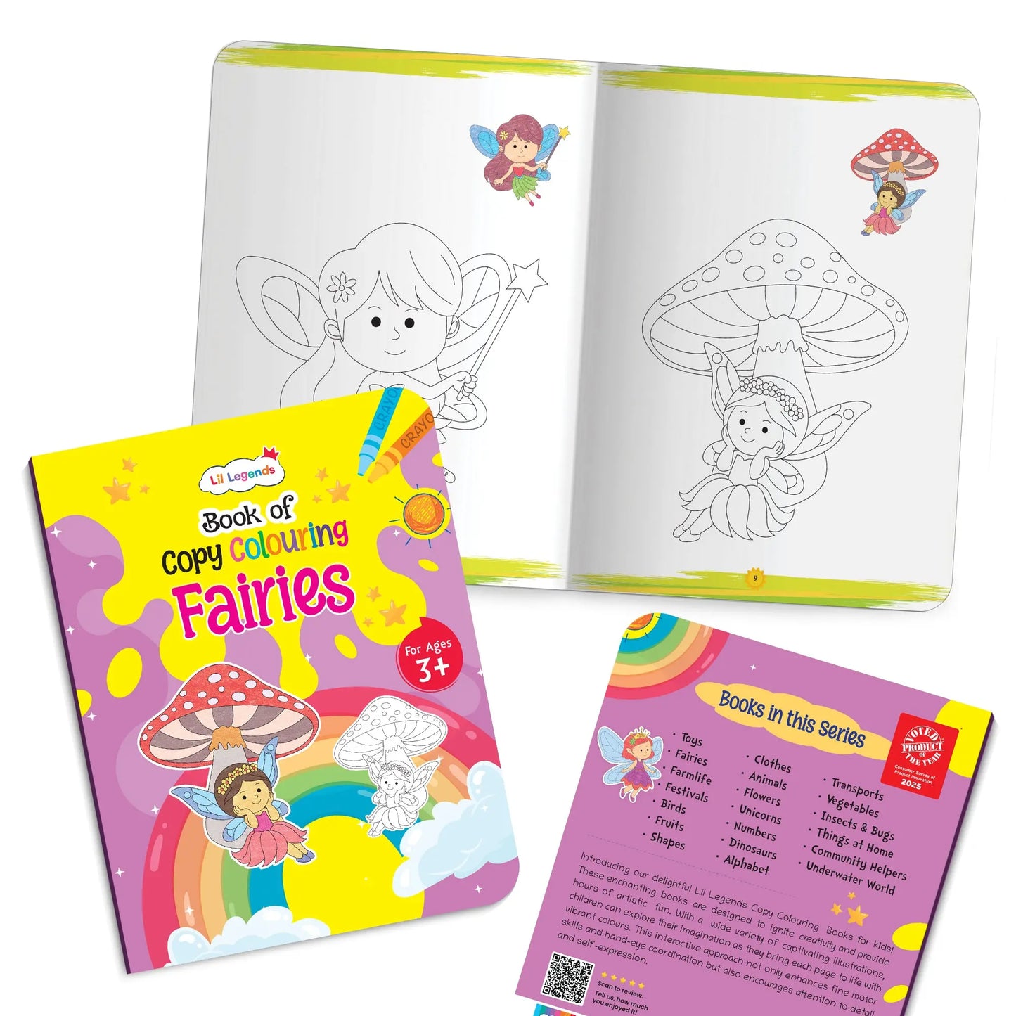 Lil Legends Books Of Copy Colouring Set of 10 Books for Kids | Dinosaurs, Unicorns, Festivals, Community Helpers and More | Fun Activities and Vocabulary Booster | For LKG/UK | Age 3+ 