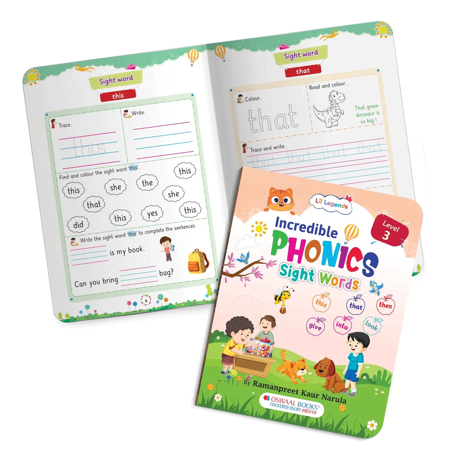 Lil Legends Incredible Phonics  Level 3 Sight Words Book for Kids | Tricky and High Frequency Words | Reading Fluency and Fun Activity Book | For Class 1 and  2 | Age 5-7 