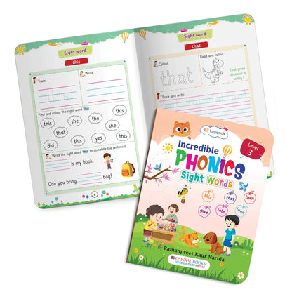 Lil Legends Incredible Phonics  Level 3 Sight Words Book for Kids | Tricky and High Frequency Words | Reading Fluency and Fun Activity Book | For Class 1 and  2 | Age 5-7 