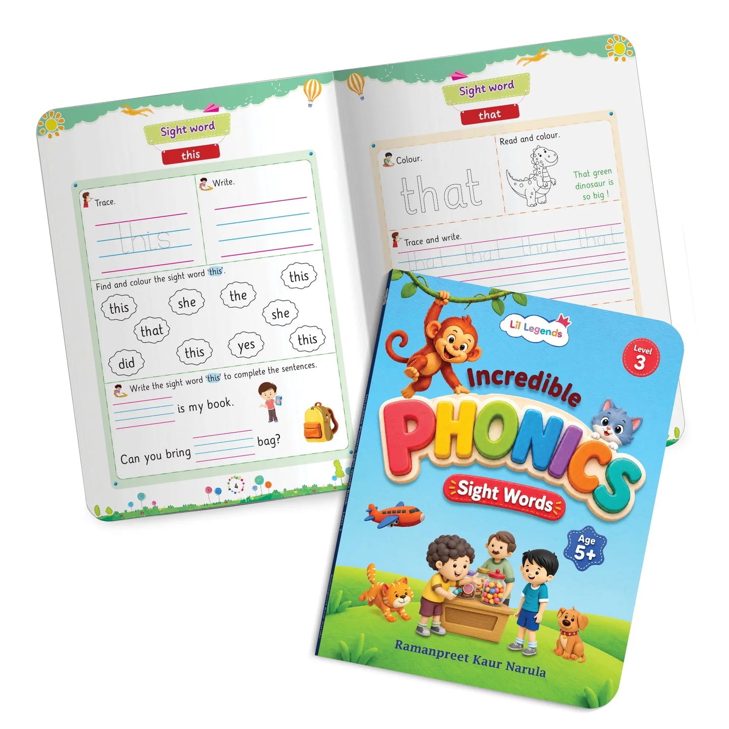 Lil Legends Incredible Phonics  Level 3 Sight Words Book for Kids | Tricky and High Frequency Words | Reading Fluency and Fun Activity Book | For Class 1 and  2 | Age 5-7 