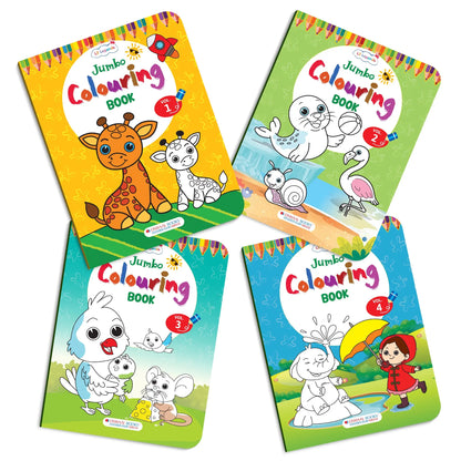 Lil Legends Jumbo Colouring Books Vol 1-4 for Kids | Bold Outlines and Big Designs | Animals, Birds, Everyday Objects and Nature | Fun Colouring Activity Books | Age 3+ 