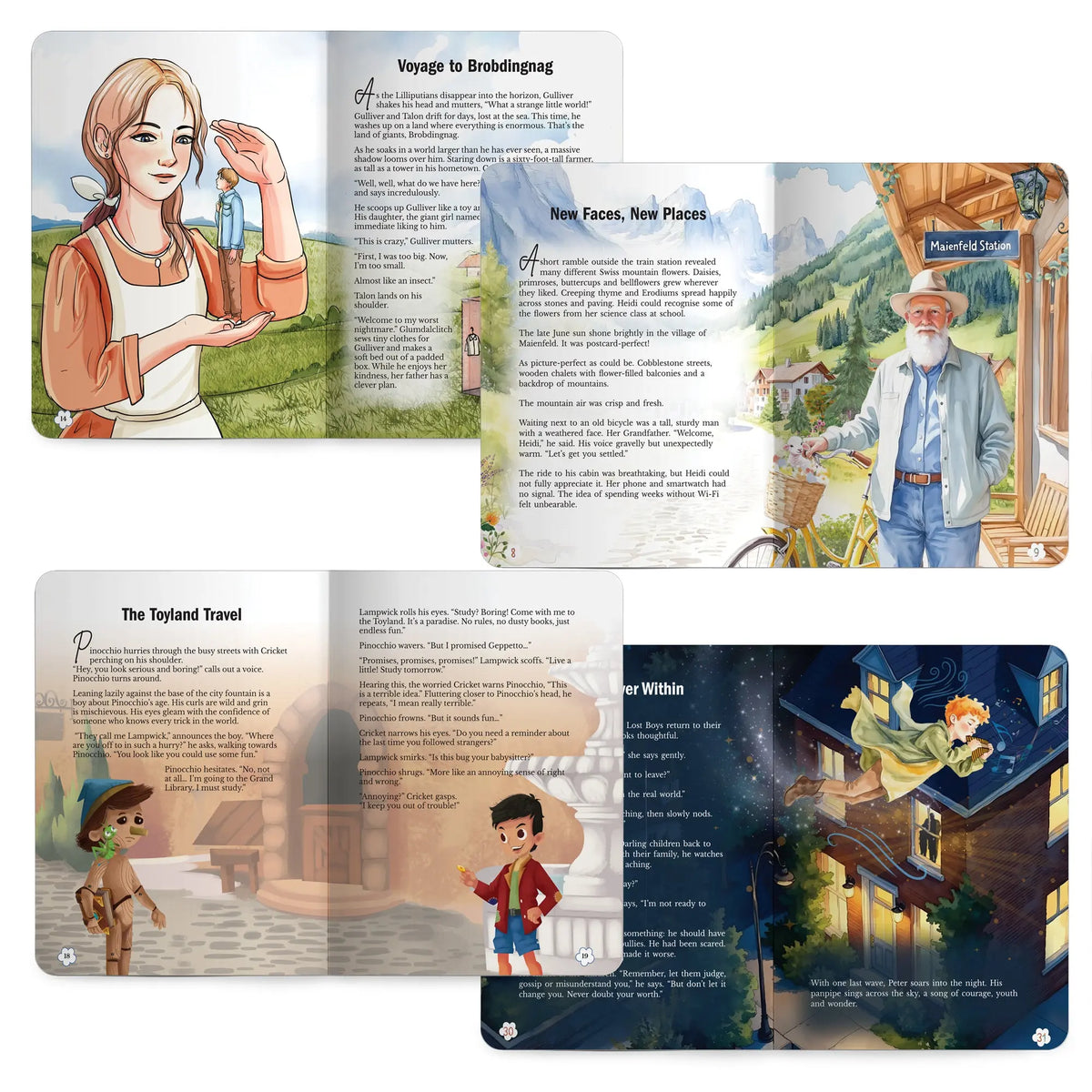 Lil Legends Timeless Classics Re-Imagined for Today | Set of 4 Story Books | Heidi, Pinocchio, Gulliver's Travels and More | Vocabulary, Imagination and Value Booster Stories | For Age 7+ 