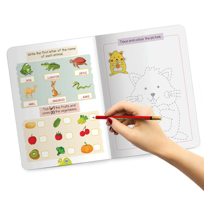 Lil Legends Book of Activities for Age 4+ | Fun Learning Workbook with Tracing, Writing, Colouring Matching, Puzzles and More | Early Learning Activity Book | For LKG/UKG/Class 1 