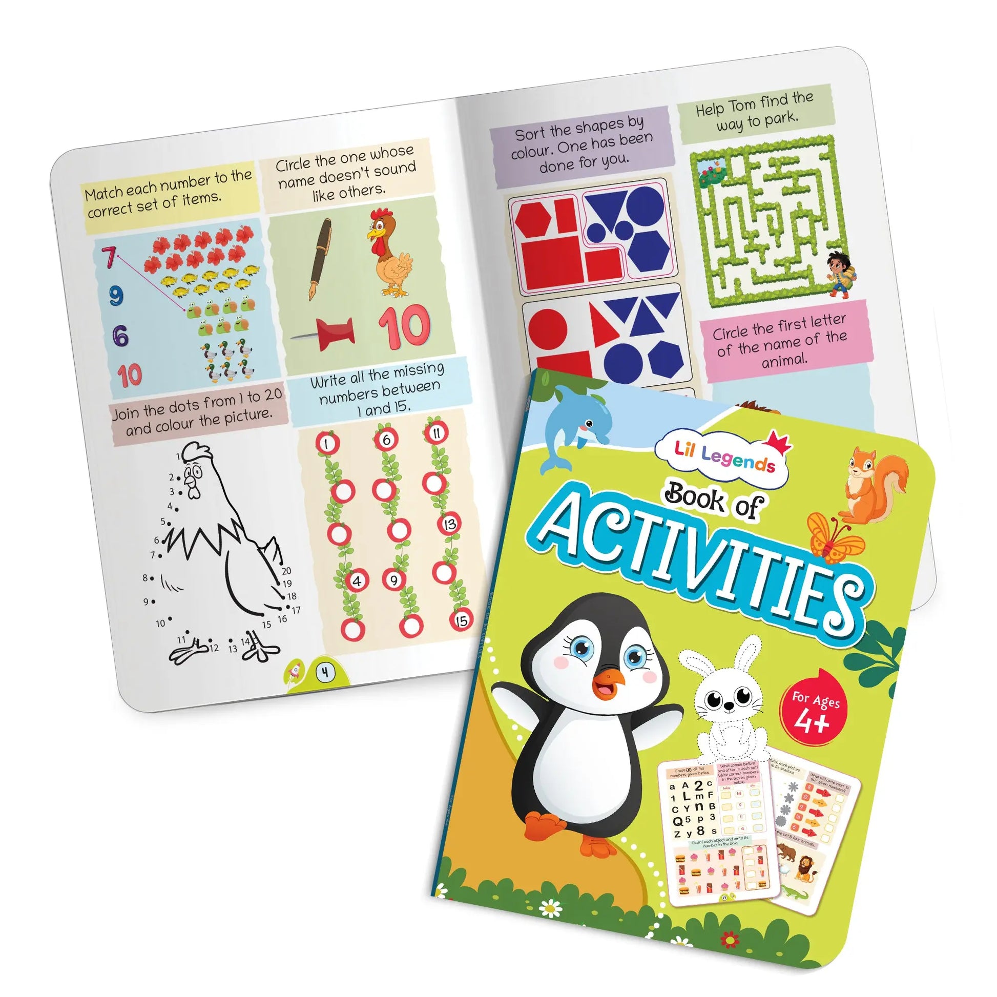 Lil Legends Books of Activities for Age 3+, 4+ and 5+ | Set of 3 Books | Puzzles, reasoning, Colouring, Counting, Matching and More | Early Learning Workbook | For UKG/Class 1 