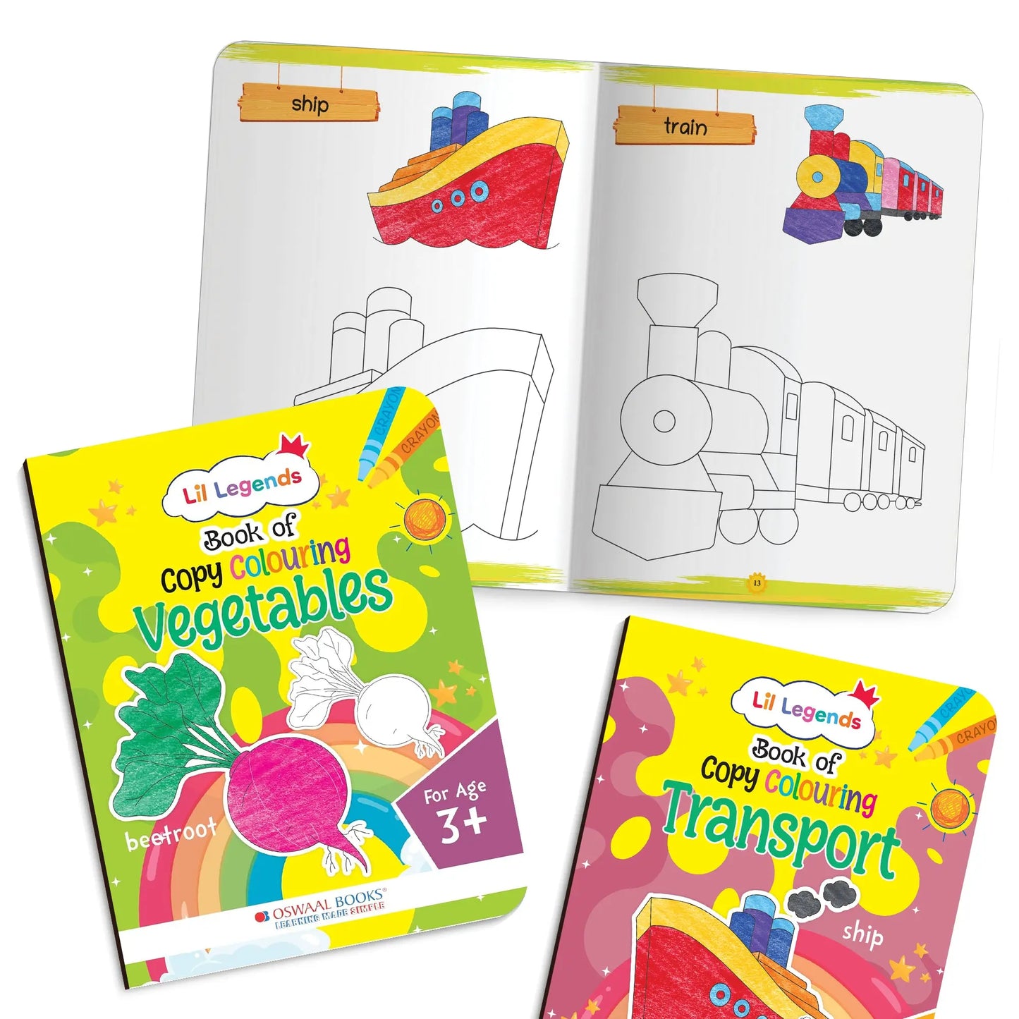 Lil Legends Set Of 10 Copy Colouring Books for Kids | Boxset of 10 Books | Alphabet, Numbers, Shapes and More |  Fun Activities and Vocabulary Booster | For Nursery/LKG/UKGF | Age 3+ 