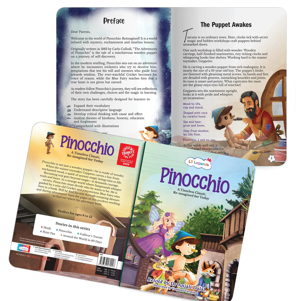 Lil Legends Timeless Classics Re-Imagined for Today | Set of 3 Story Books | Pinocchio, Peter Pan and Gulliver's Travels | Vocabulary, Imagination and Value Booster Stories | For Age 7+ 