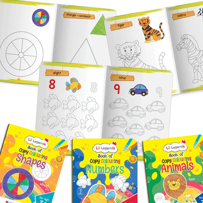 Lil Legends Books Of Copy Colouring Mega Pack of 20 Books for Kids | Alphabet, Numbers, Toys, Fairies and More | Fun Activities and Vocabulary Booster | For Nursery/LKG/UKG | Age 3+| 