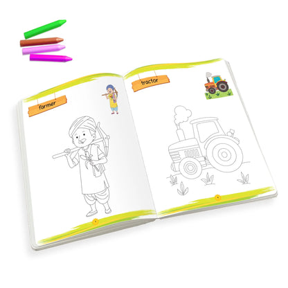 Lil Legends Books Of Copy Colouring Set of 5 Books for Kids | Community Helpers, Festivals, Things at Home and More | Fun Activities and Vocabulary Booster | For LKG/UKG | Age 3+ 